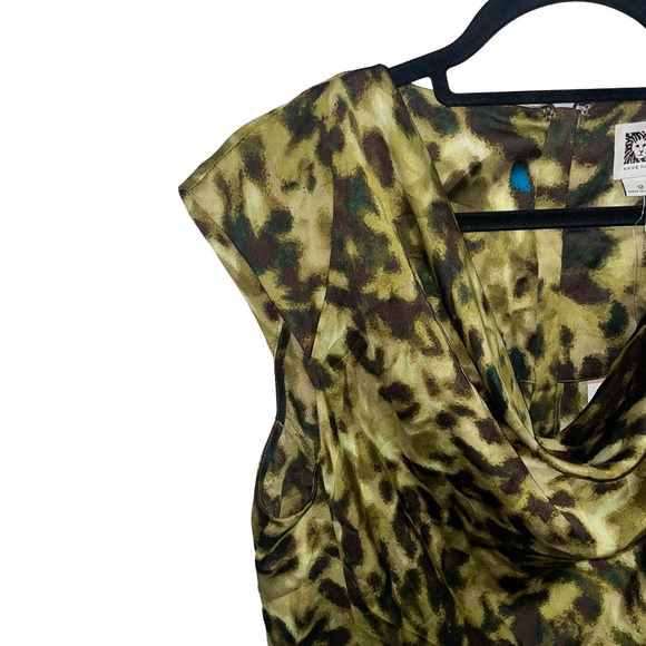 Anne Klein Cowl Neck Animal Print Sheath 100% Polyester Dress Sz 12 NWT - Picture 2 of 11